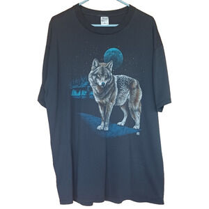 Vintage Cotton Grove Mens T-Shirt Wolf Graphic Print Size XL LSJ Sportswear 1989